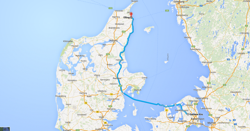 Eksempel på rute i Google maps