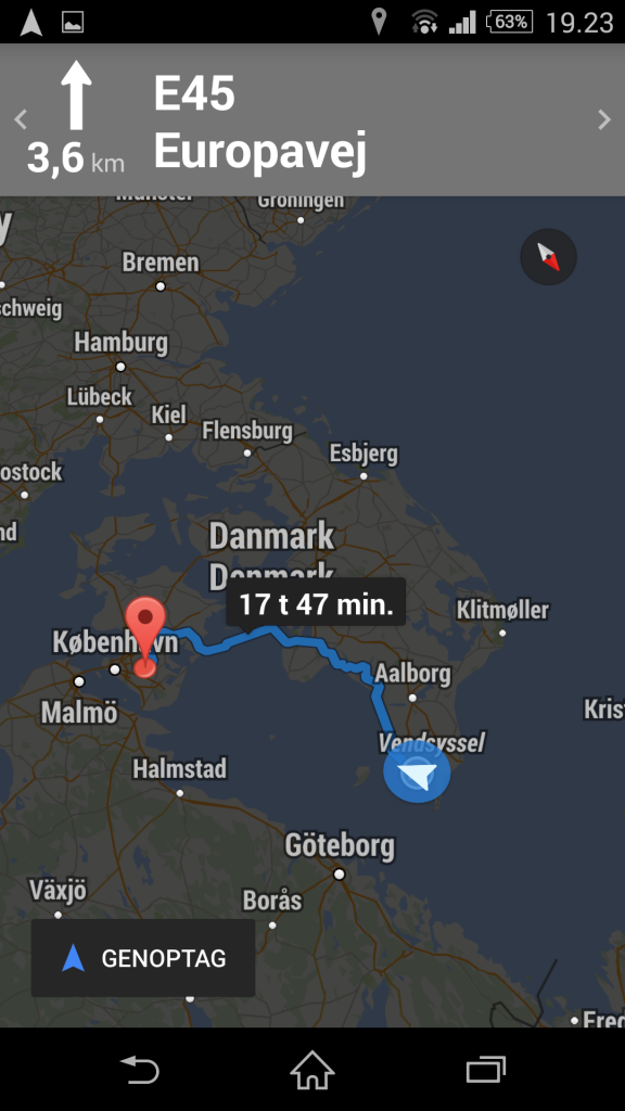 Ruteoversigt Smartphone Google map